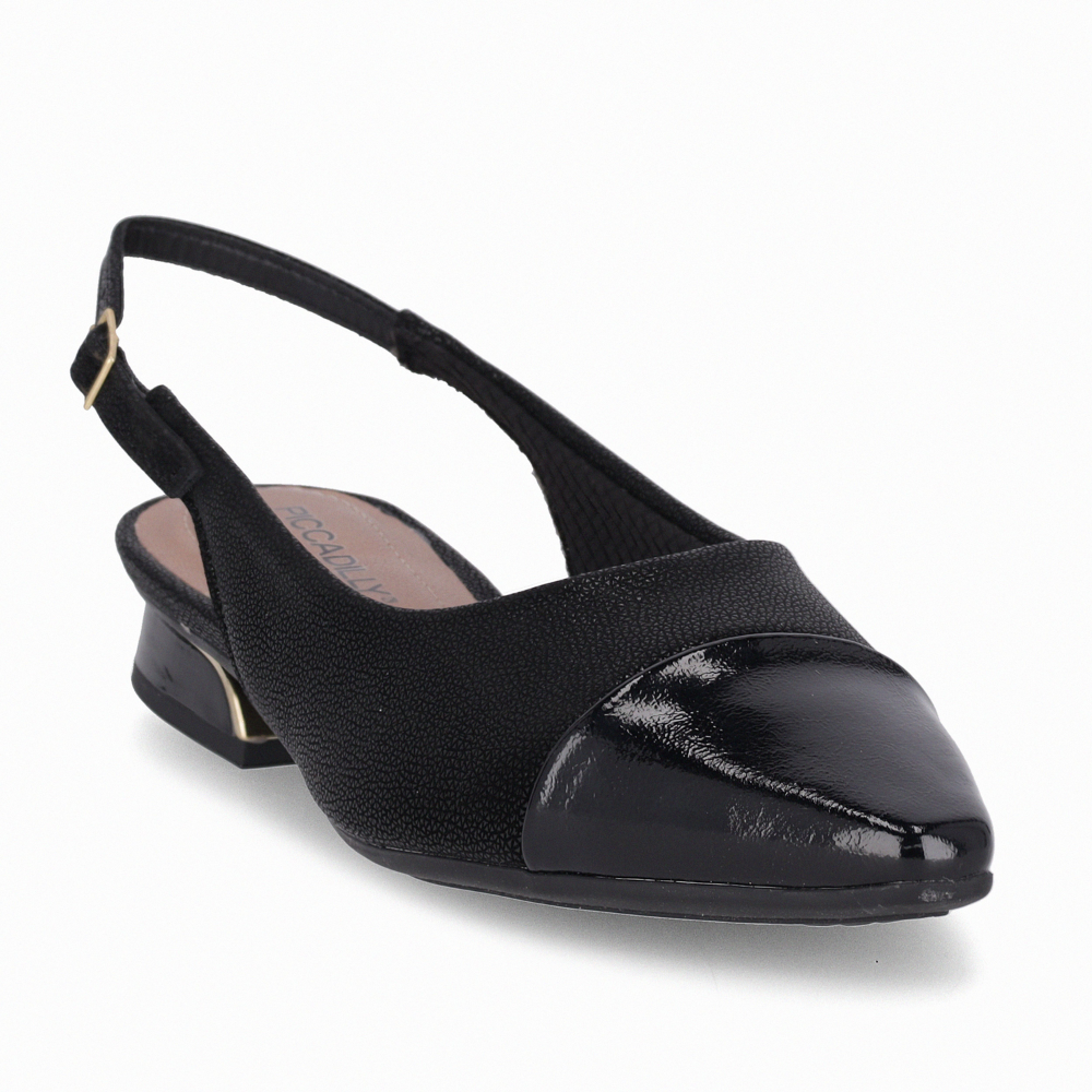 Sapato Feminino Piccadilly Slingback Silvia Salto Baixo Preto 279046 - Imagem 2