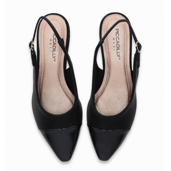 Sapato Feminino Piccadilly Slingback Silvia Salto Baixo Preto 279046