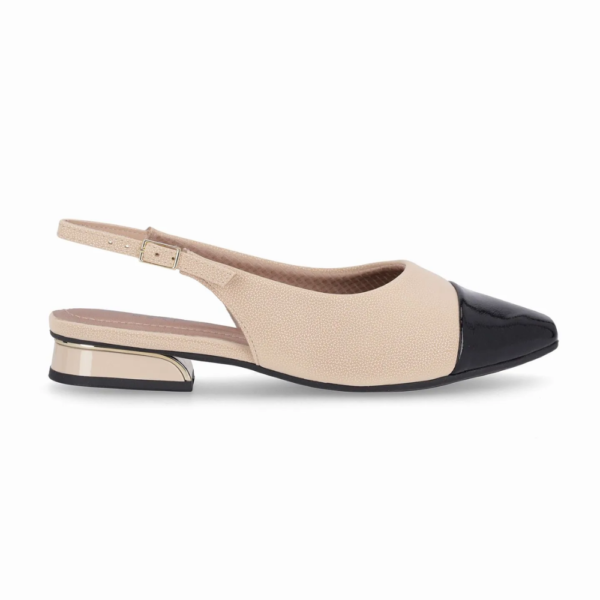 Sapato Feminino Piccadilly Slingback Silvia Salto Baixo Off-white 279046