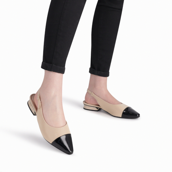 Sapato Feminino Piccadilly Slingback Silvia Salto Baixo Off-white 279046