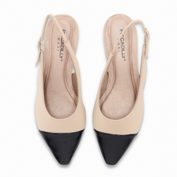 Sapato Feminino Piccadilly Slingback Silvia Salto Baixo Off-white 279046