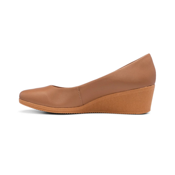 Sapato Usaflex Scarpin Salto Anabela Em Couro Marrom AA3811