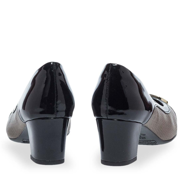 Sapato Scarpin Feminino Piccadilly Vernizado Preto e Chumbo 110165