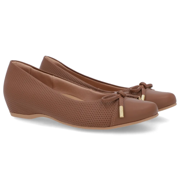 Sapatilha Feminina Usaflex em Couro Bico Redondo Marrom N2278
