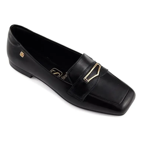 Mocassim Feminino Santinelli Bico Quadrado Preto 1640-106-252