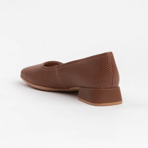 Scarpin Salto Bloco Bico Redondo Couro Marrom AL2603
