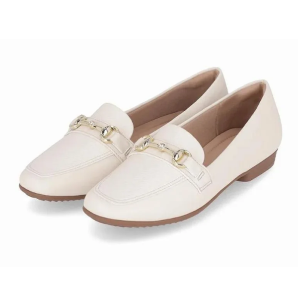 Mocassim Raquel Salto Baixo Piccadilly Off-white 250247