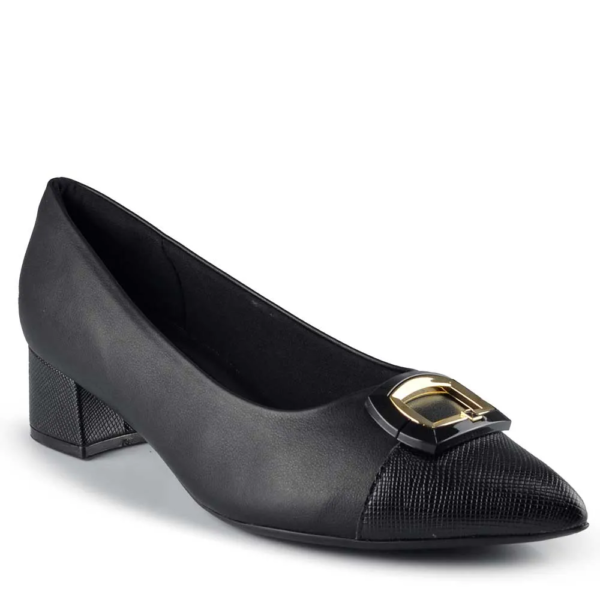 Sapato Feminino Piccadilly Salto Bloco Conforto Preto 739095