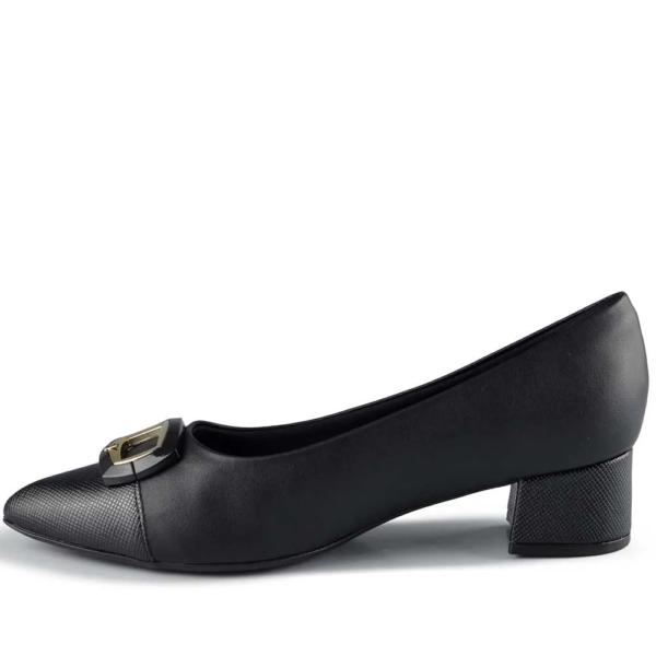 Sapato Feminino Piccadilly Salto Bloco Conforto Preto 739095