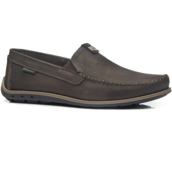 Mocassim Pegada Masculino em Couro Cravo 141603-03