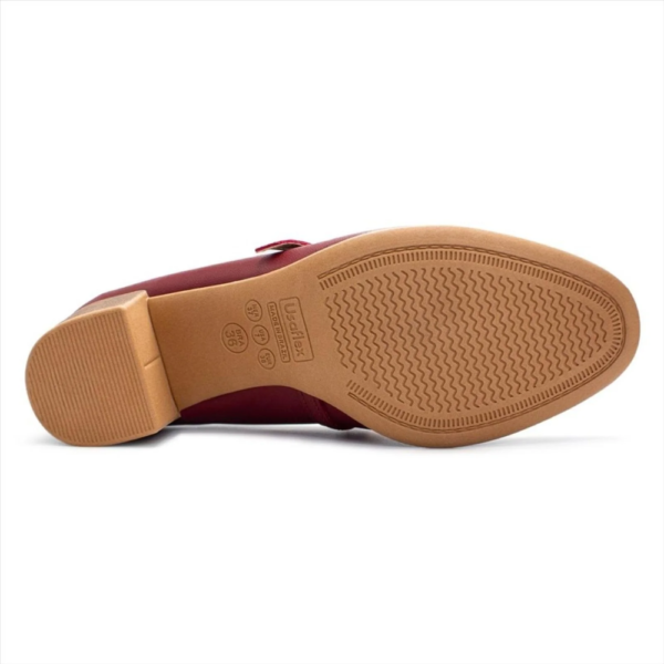Scarpin Usaflex Boneca Salto Bloco Bico Redondo Couro Rebu AF1207