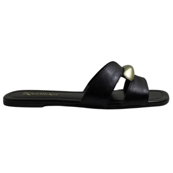 Tamanco Feminino Santinelli Rasteiro em Couro Preto 1552-085-252