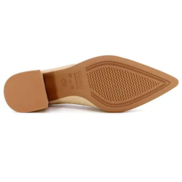 Scarpin Salto Bloco Bico Fino Couro Off-white AK0201