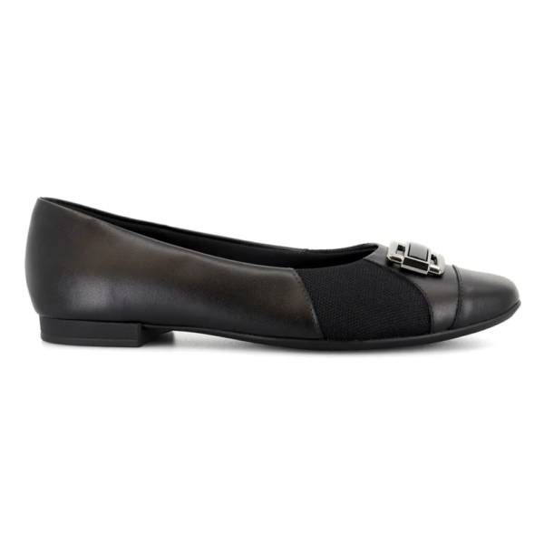 Sapatilha Feminina Usaflex em Couro Bico Quadrado Preto AG4003