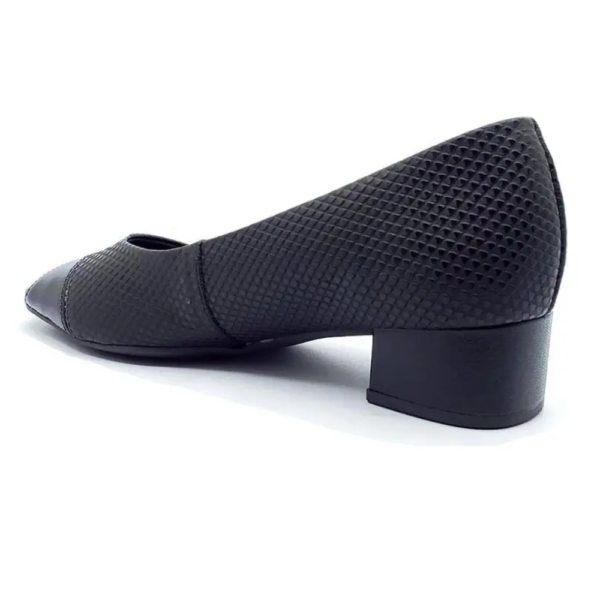 Peep Toe Usaflex Salto Bloco Couro Preto AA2708