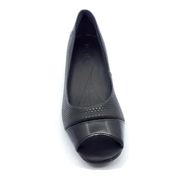 Peep Toe Usaflex Salto Bloco Couro Preto AA2708
