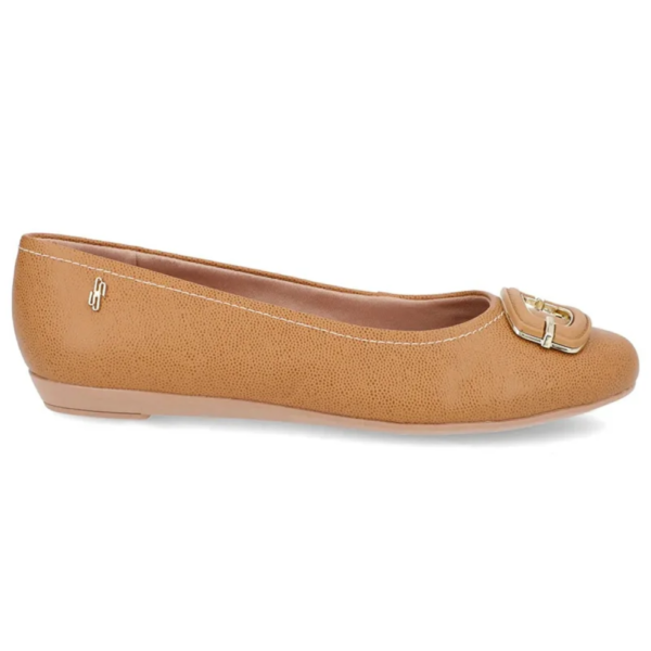 Sapatilha Feminina Usaflex em Couro Bico Redondo Marrom UF0104