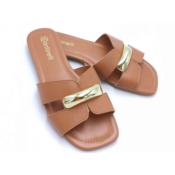 Tamanco Feminino Santinelli Rasteiro em Couro Marrom 1686-009-252