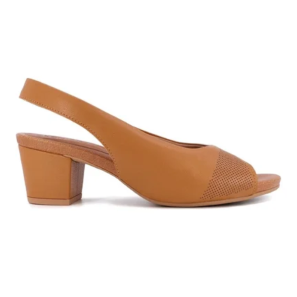 Sandália Usaflex Slingback em Couro Marrom Y8214