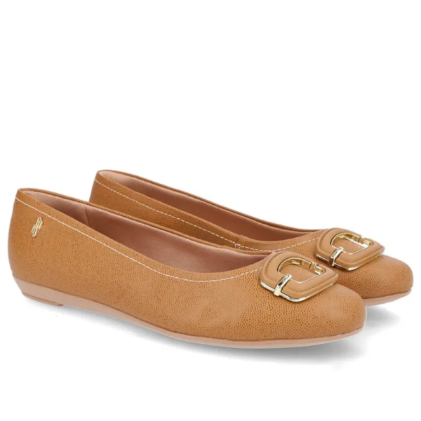 Sapatilha Feminina Usaflex em Couro Bico Redondo Marrom UF0104
