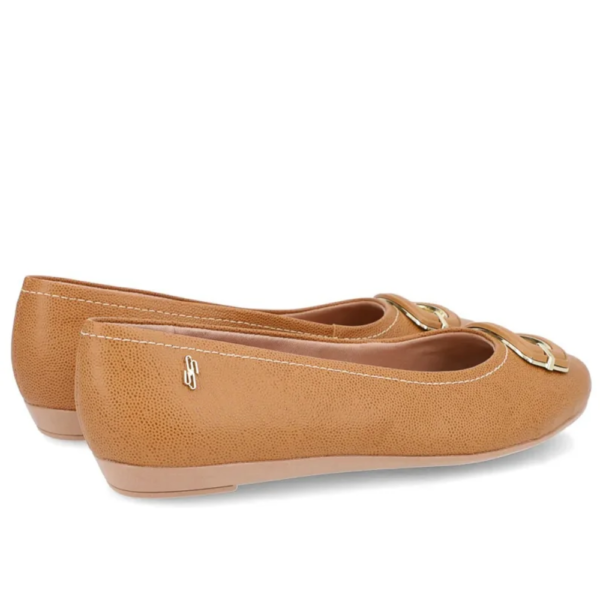 Sapatilha Feminina Usaflex em Couro Bico Redondo Marrom UF0104