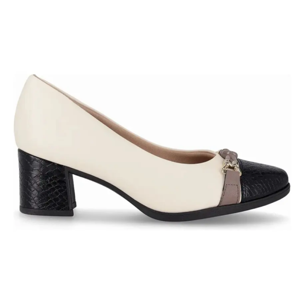 Sapato Scarpin Feminino Piccadilly Off-white e Preto 654046