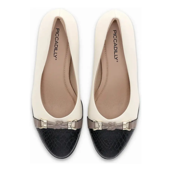 Sapato Scarpin Feminino Piccadilly Off-white e Preto 654046