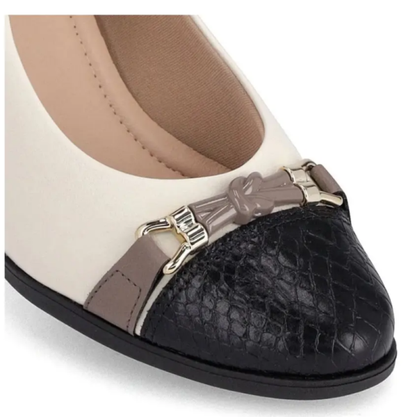 Sapato Scarpin Feminino Piccadilly Off-white e Preto 654046