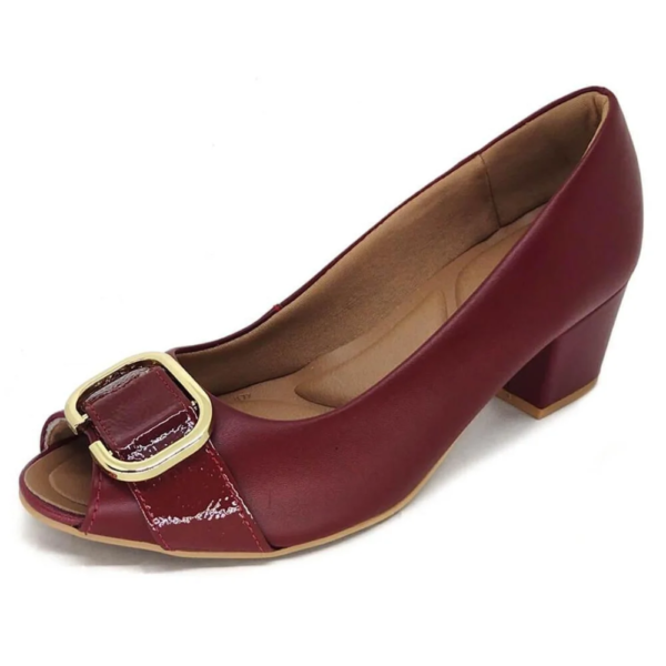 Peep Toe Usaflex Salto Bloco Couro Rebu Q66940