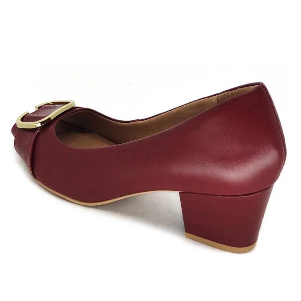 Peep Toe Usaflex Salto Bloco Couro Rebu Q66940 - Imagem 4