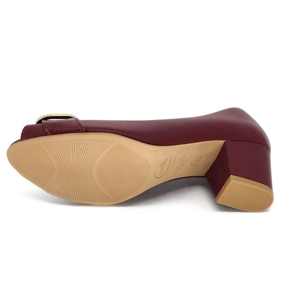 Peep Toe Usaflex Salto Bloco Couro Rebu Q66940 - Imagem 5