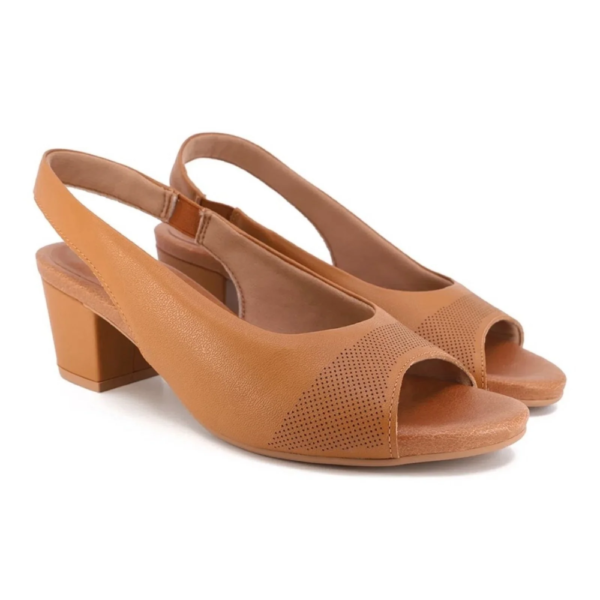Sandália Usaflex Slingback em Couro Marrom Y8214