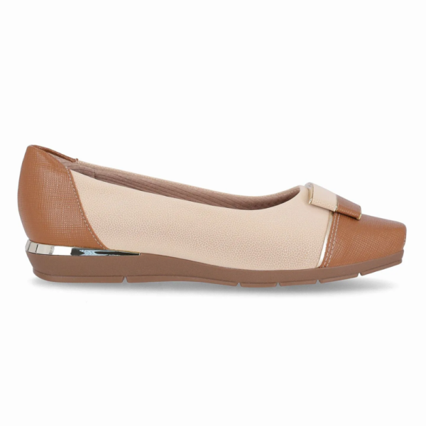 Sapatilha Feminina Piccadilly Off-white e marrom 147325