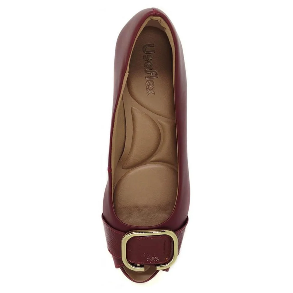Peep Toe Usaflex Salto Bloco Couro Rebu Q66940 - Imagem 2