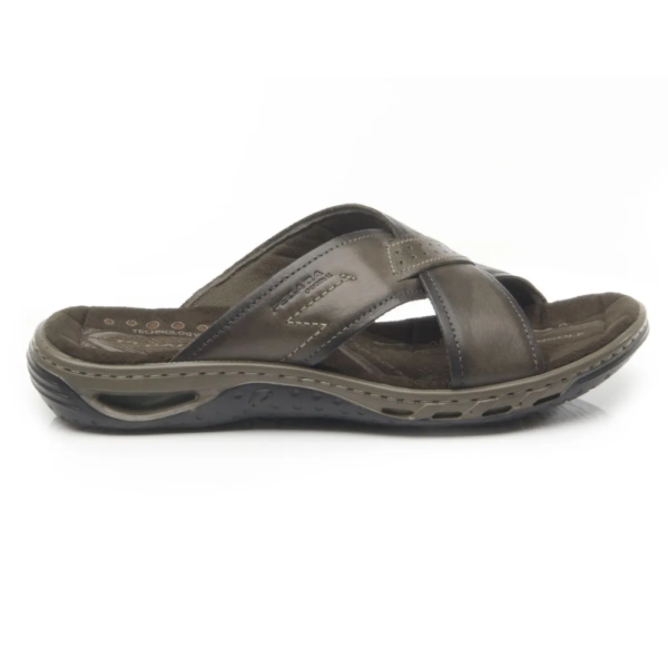 Chinelo Pegada Masculino em Couro Cravo 131661-03