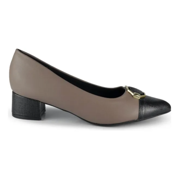 Sapato Scarpin Feminino Piccadilly Salto Bloco Bico Fino Chumbo e Preto 739051