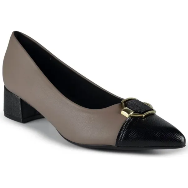 Sapato Scarpin Feminino Piccadilly Salto Bloco Bico Fino Chumbo e Preto 739051