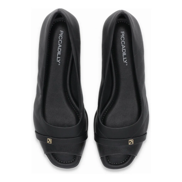 Sapatilha Piccadilly Peep Toe Feminina Preto 112005