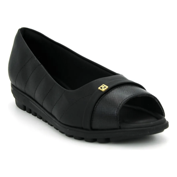 Sapatilha Piccadilly Peep Toe Feminina Preto 112005