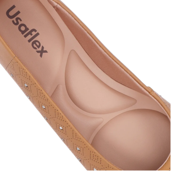Sapatilha Feminina Usaflex em Couro Marrom UF0102