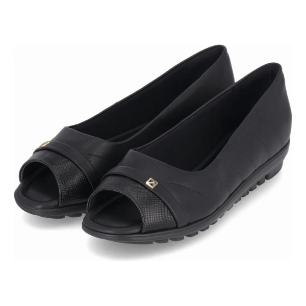 Sapatilha Piccadilly Peep Toe Feminina Preto 112005