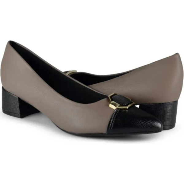 Sapato Scarpin Feminino Piccadilly Salto Bloco Bico Fino Chumbo e Preto 739051