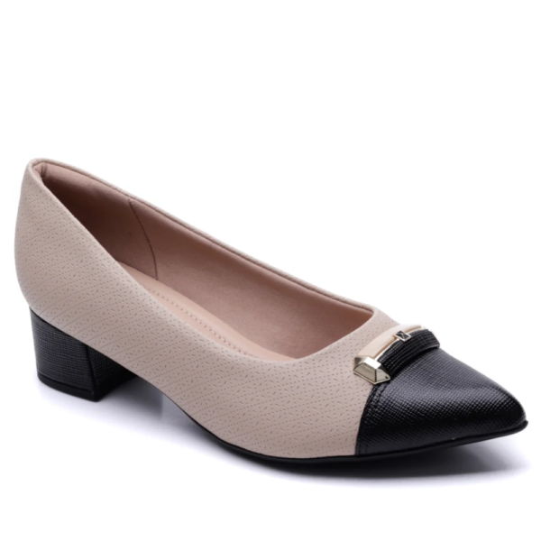 Sapato Feminino Piccadilly Salto Bloco Conforto Marfim 739065
