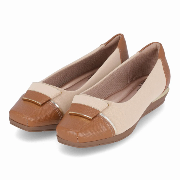 Sapatilha Feminina Piccadilly Off-white e marrom 147325