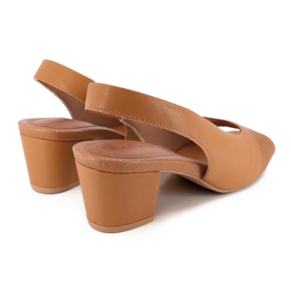 Sandália Usaflex Slingback em Couro Marrom Y8214