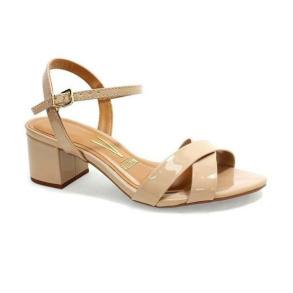 Sandália Feminina Vizzano Salto Bloco Vernizada Nude 6291.927.13488.52531