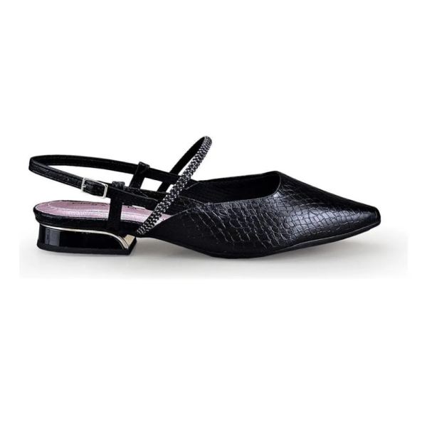 Sapato Feminino Piccadilly Slingback com Strass Preto 279036