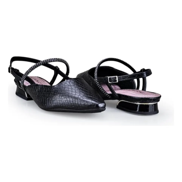 Sapato Feminino Piccadilly Slingback com Strass Preto 279036