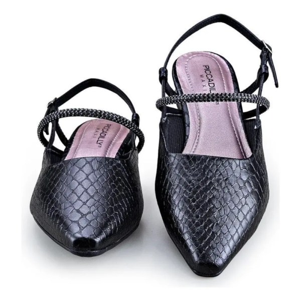Sapato Feminino Piccadilly Slingback com Strass Preto 279036