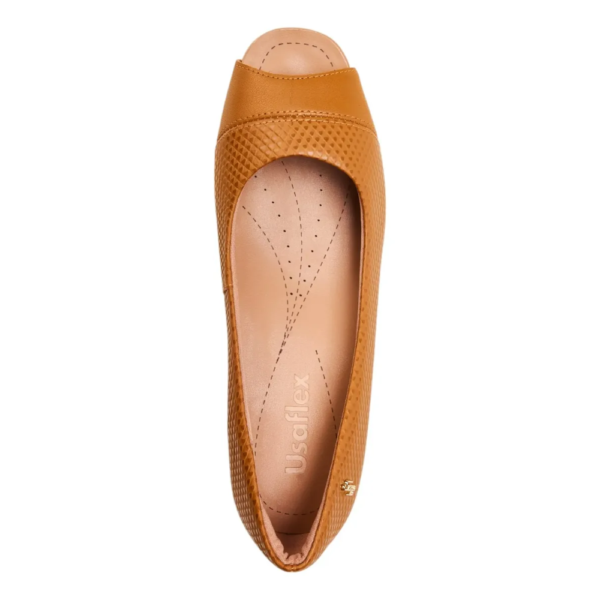 Peep Toe Usaflex Salto Bloco Couro Marrom AA2708